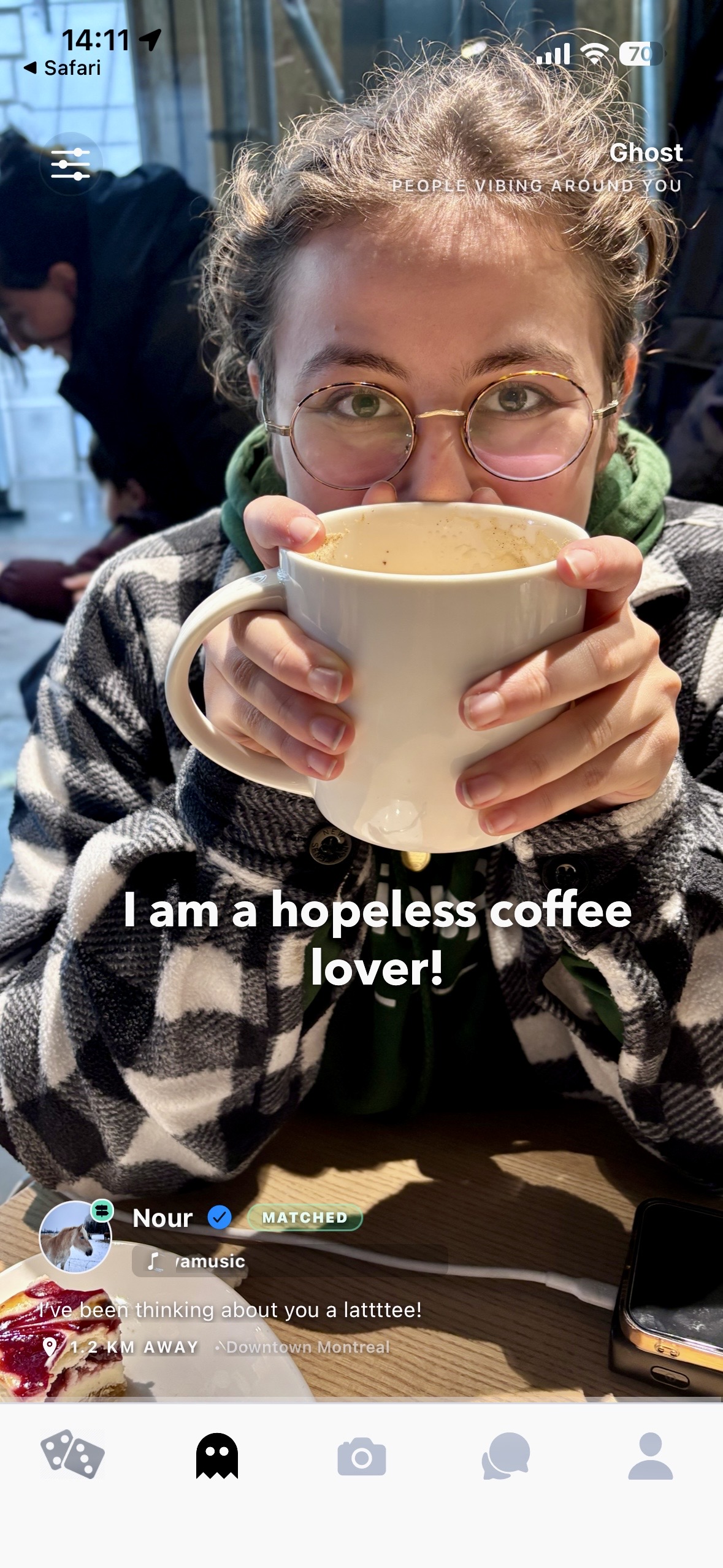 A person enjoying coffee
